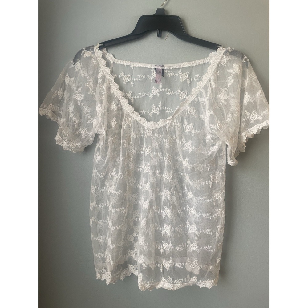 Ayla lace top‎ ivory women's medium